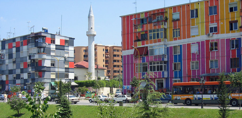 Tirana Colourful houses at Lana